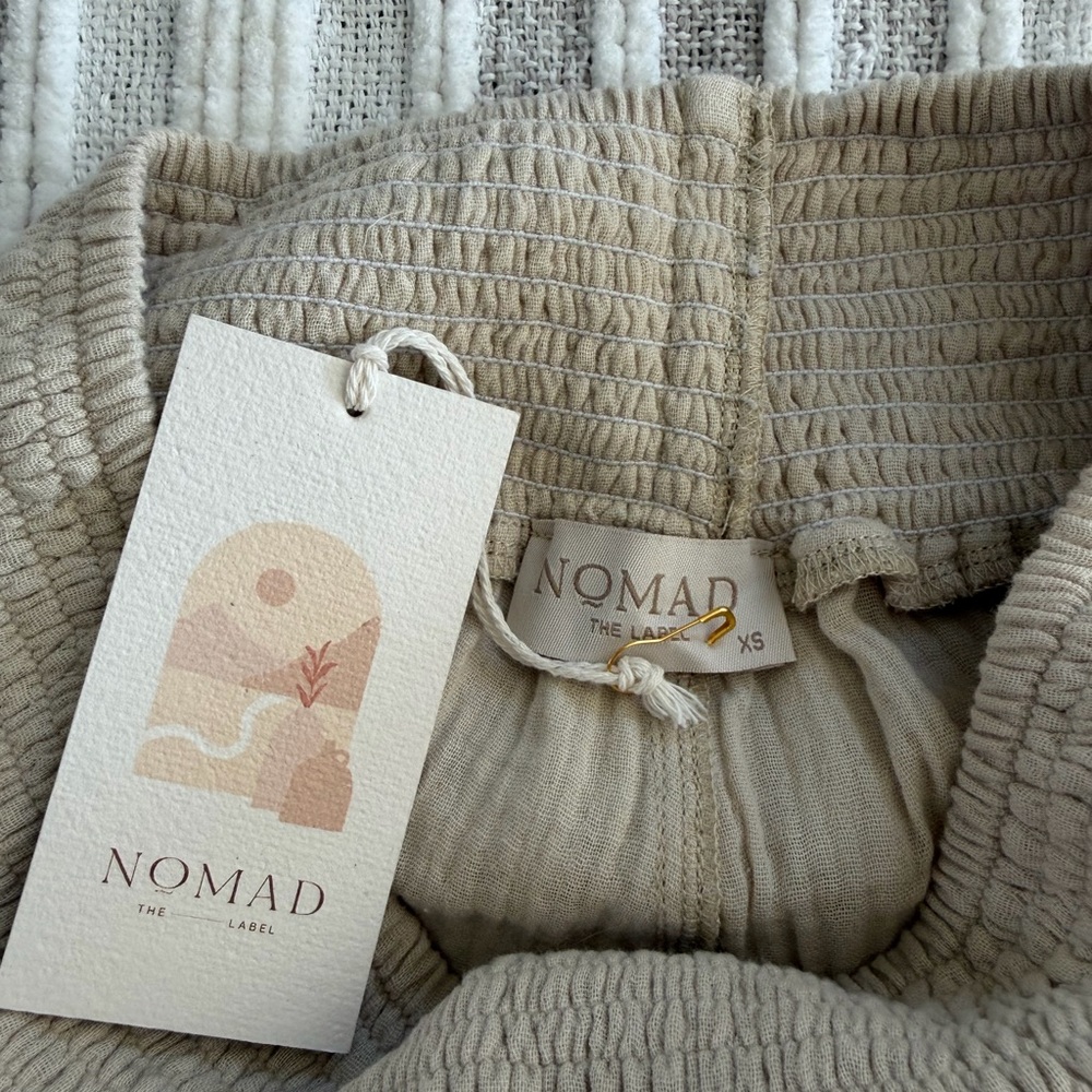 Nomad the Label Asana Cotton Wrap Pants, Stone - Picture 10 of 14